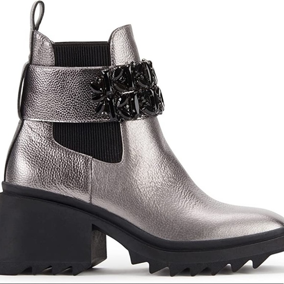KARL LAGERFELD PARIS Pippa Crystal Embellished Platform Boot | Gunmetal Size 6 - Picture 9 of 9